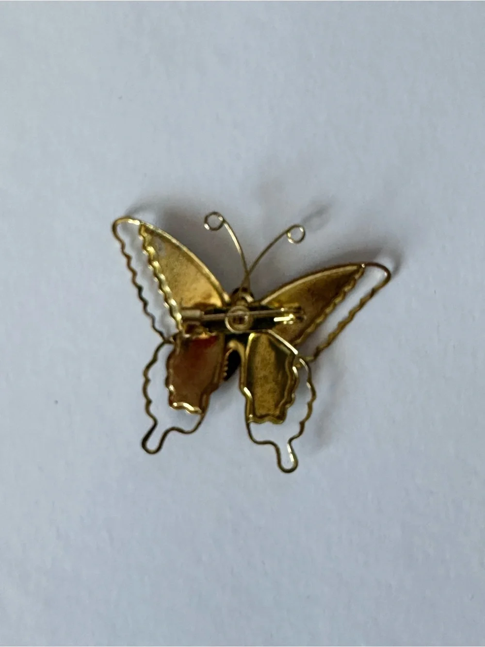 Vintage Butterfly Multicolor Enamel Cloisonne Brooch Pin in Gold Tone
